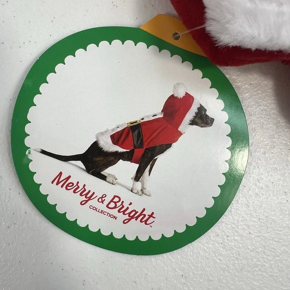 Merry & Bright L Large Christmas Santa Dog Cat Costume Holiday Apparel Hoodie‎